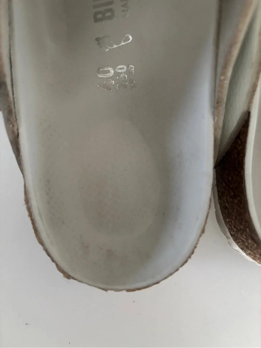 Birkenstock White Leather Slip-On Sandals with Cork Footbed - Picture 4 of 8